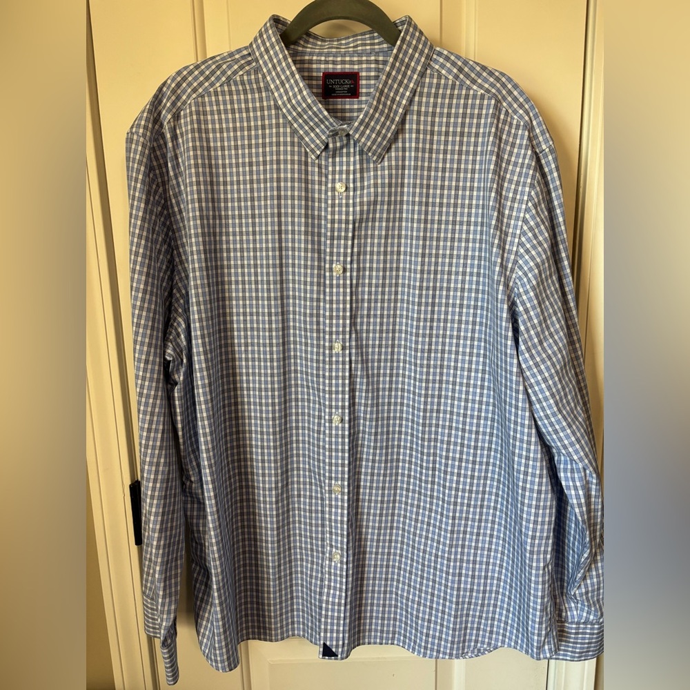UNTUCKit Men's Light Blue Plaid Shirt
